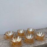 6 tasses à café en verre ambré 1970 italiennes