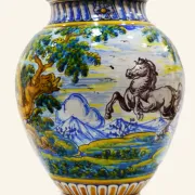 Large antique ceramic pot from Talavera, hand-painted.