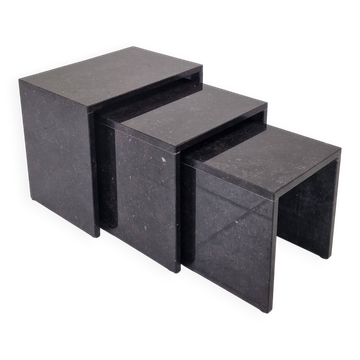 Set of 3 Italian Marble Nesting Tables, 1980s