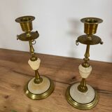 Onyx brass candle holders