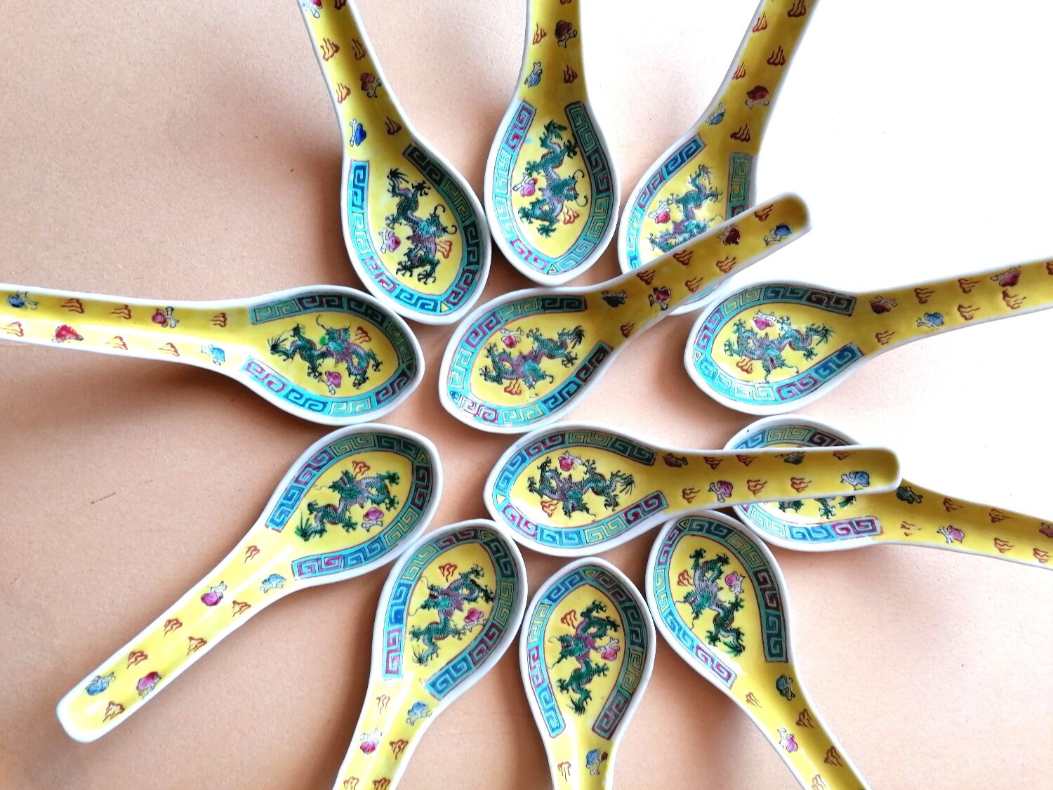 12 Chinese Mun Shou Spoons