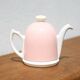 Vintage teapot, porcelain teapot and metal hat, teapot, kettle, infusion, kitchen