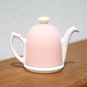 Vintage teapot, porcelain teapot and metal hat, teapot, kettle, infusion, kitchen