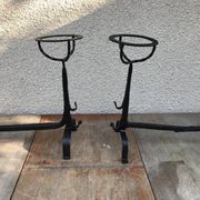 Former pair of landiers iron chimney