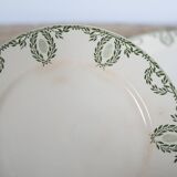 Plat à gâteau sur pied, compotier ancien par la manufacture Sarreguemines, France