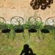 Salon de jardin ancien fer forgé 1 table 4 chaises vert wagon
