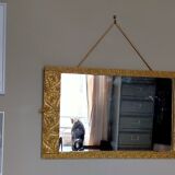 Miroir art-déco or au décor végétal 52x31cm