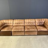 Canapé modulaire vintage en cuir marron de Laauser, années 1960