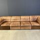 Vintage brown leather modular sofa by Laauser, 1960s