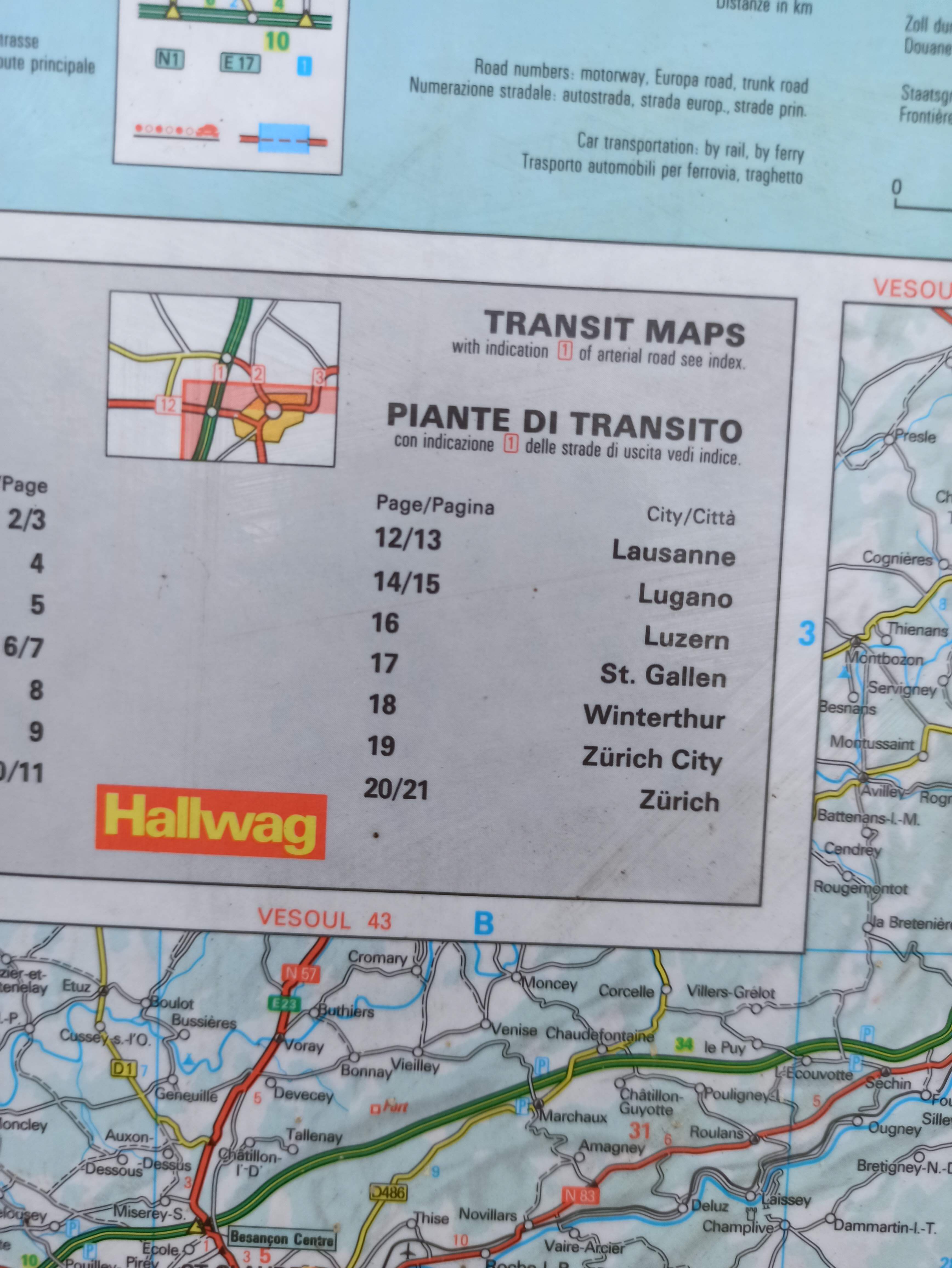 Very large Swiss road map on tole - 126 x 86.5 cm