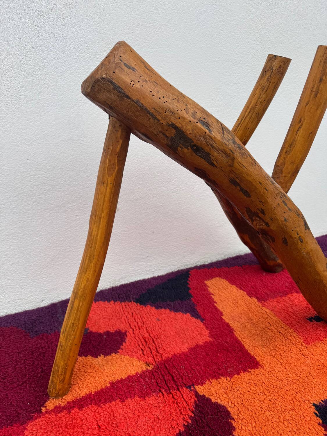 Brutalist style wooden magazine rack from the 1960s