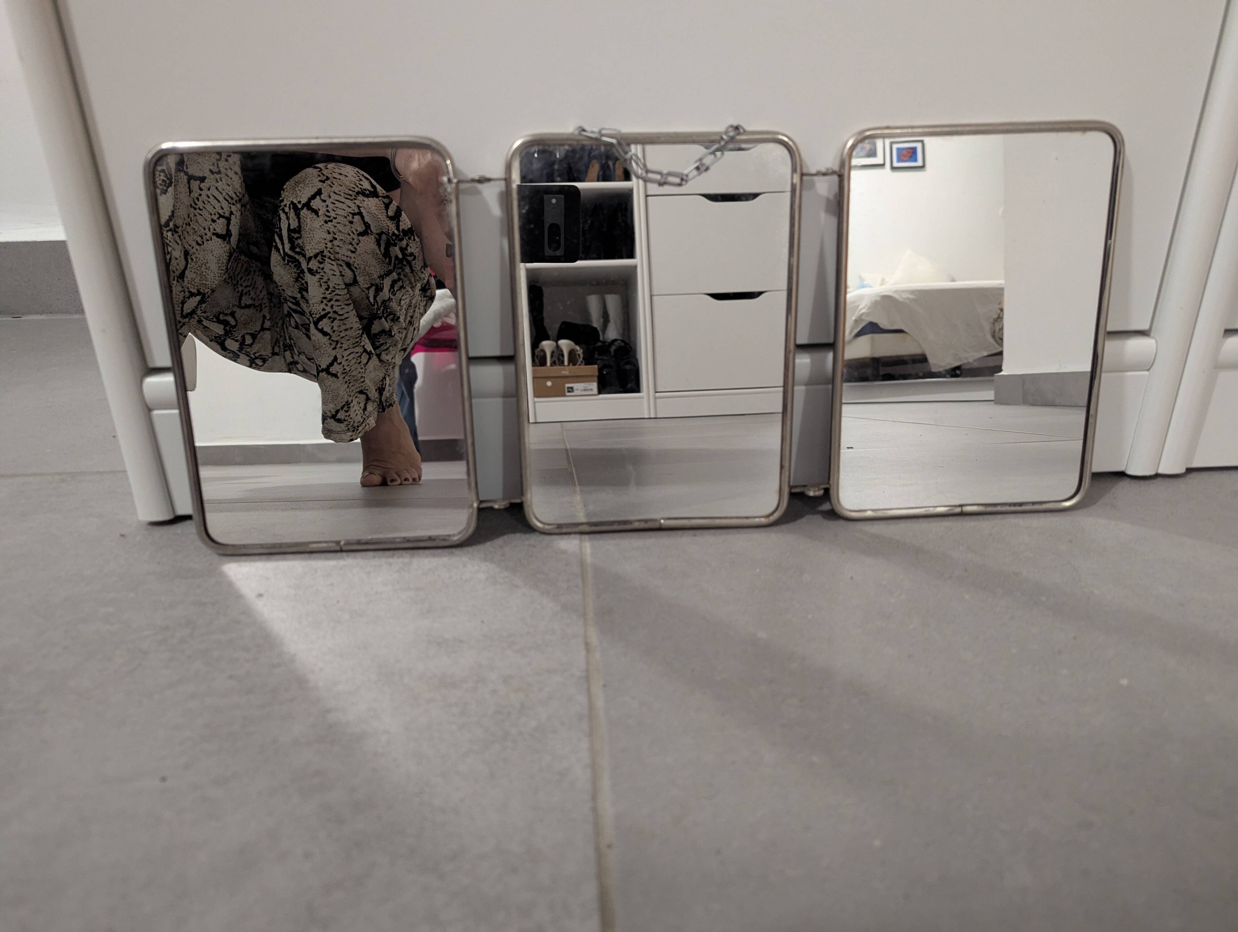 1950s triptych barber mirror