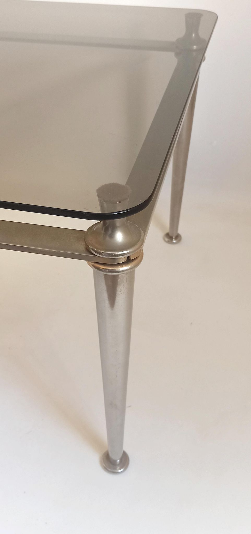 Steel coffee table and tempered glass 70s