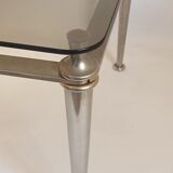 Table basse acier et verre trempé Années 70