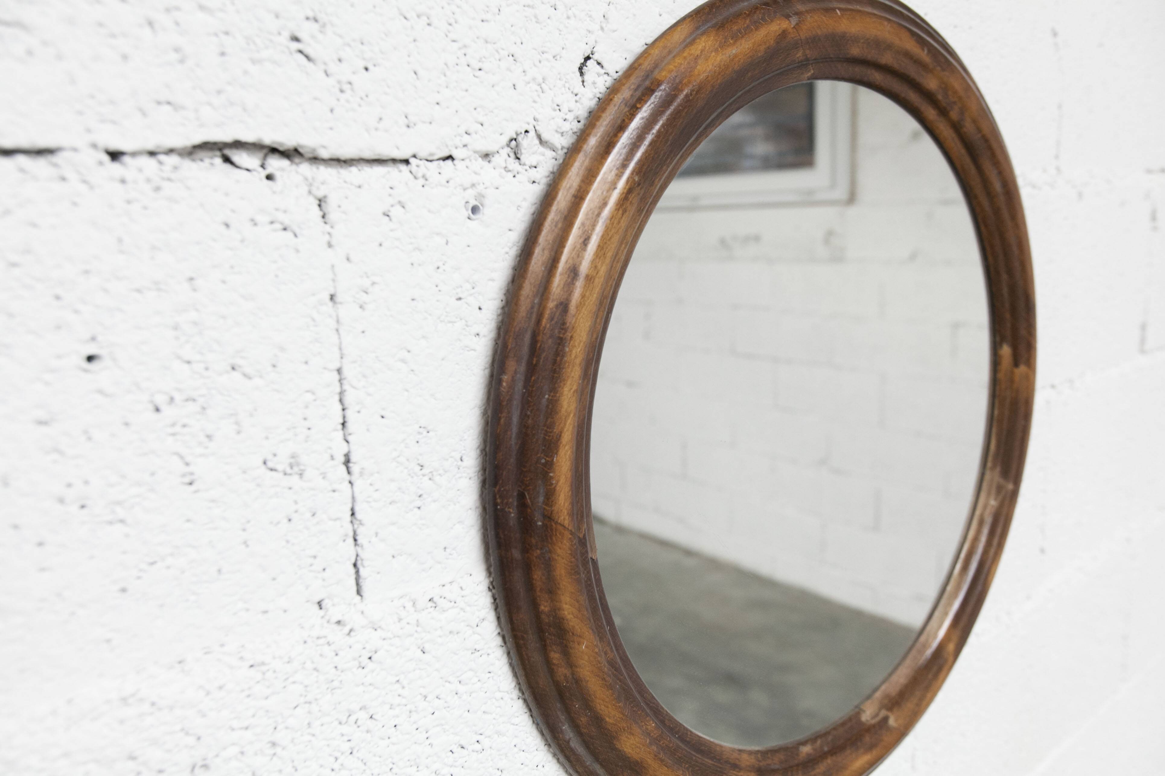 Round mirror, 1930s, wood, 58cm diameter