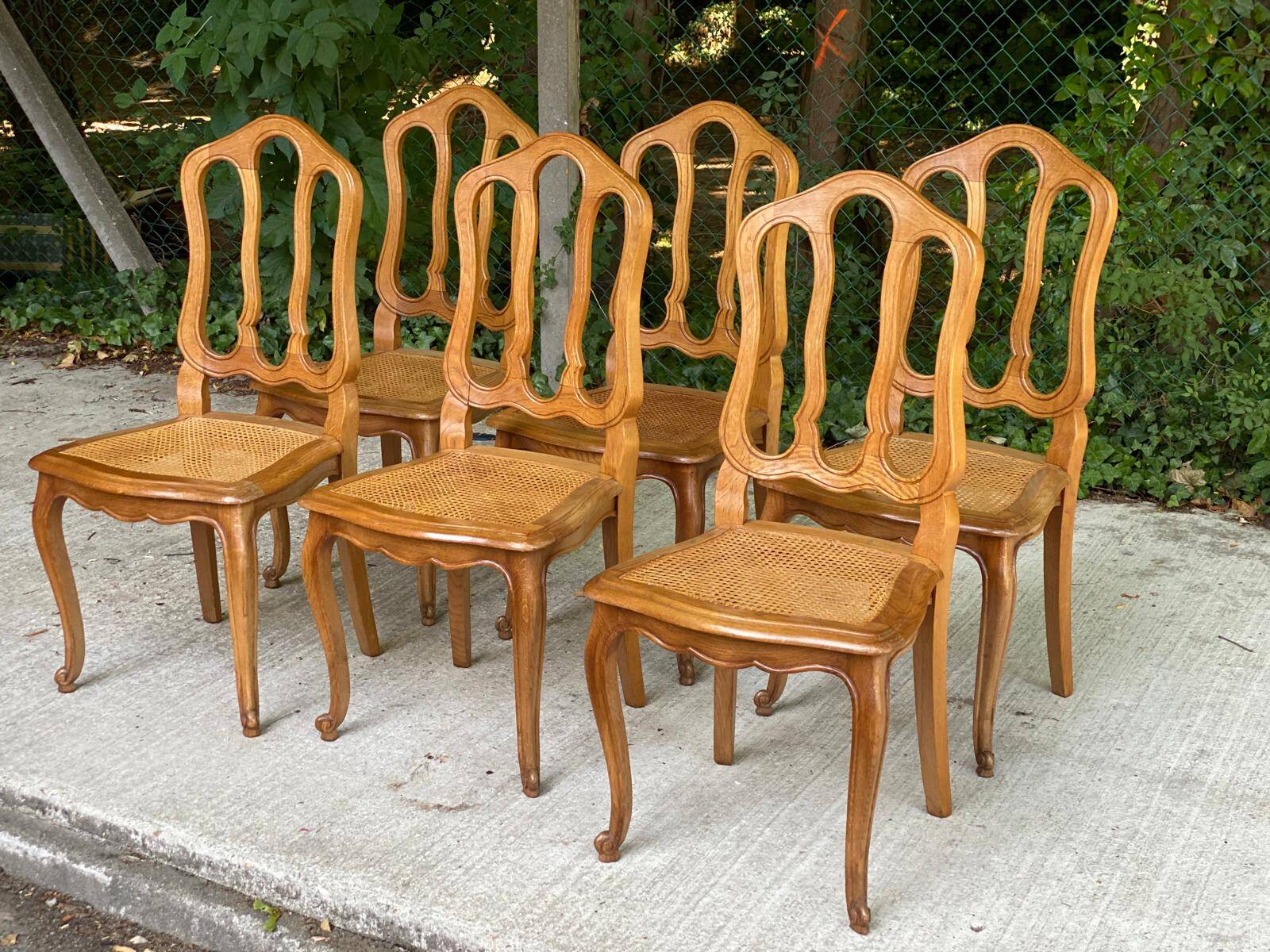 6 Louis XV caned chairs, Regency style
