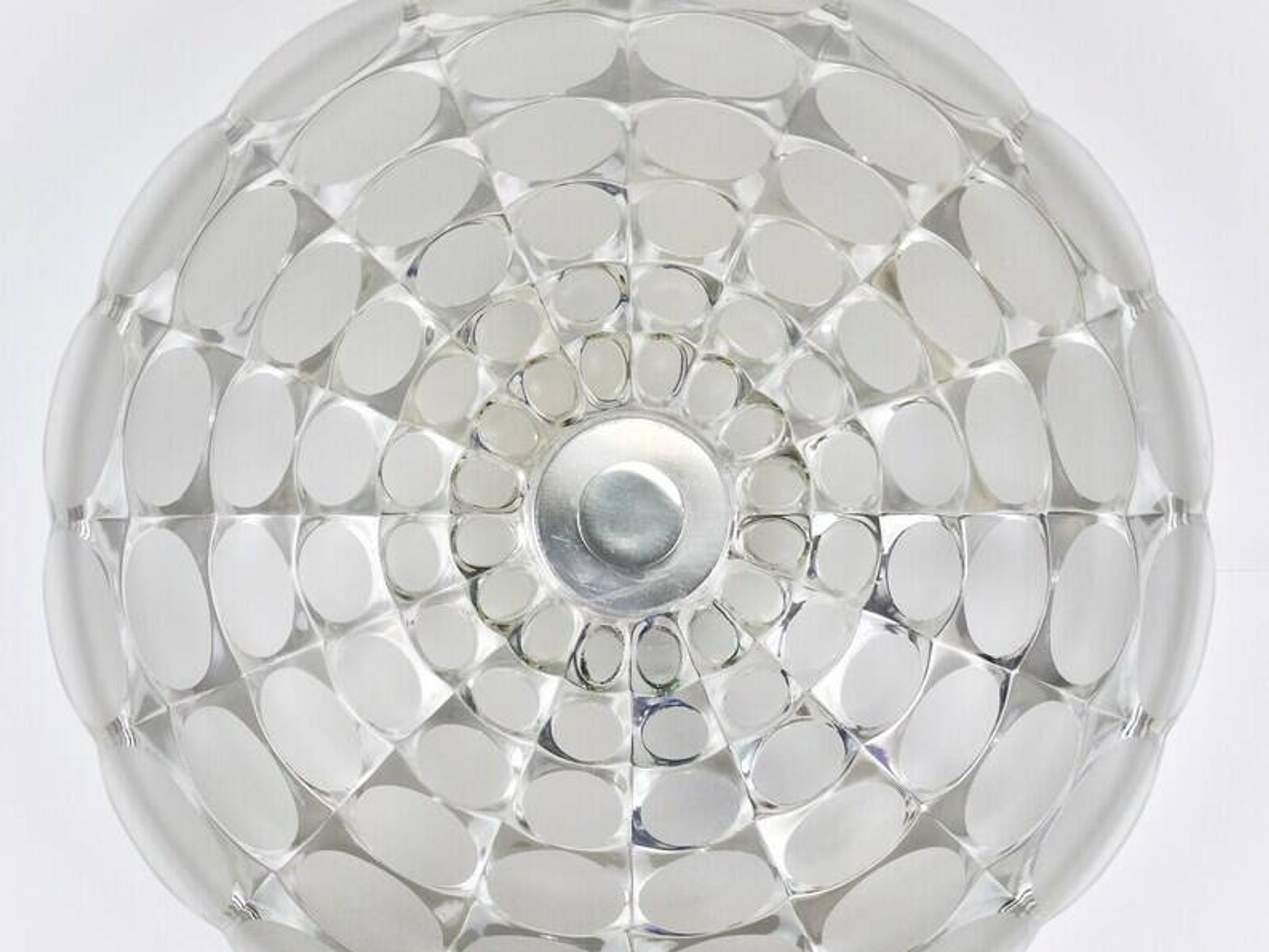 Peill & Putzer Large Round Op Art Glass Sconce, Wall Lamp, Flush Mount, Germany, 1970s