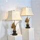 Pair of large Belgian brass carved eagle table lamps