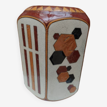 vase of the Keralouve factory (La Louvière Belgium) with geometric pattern of art dice style