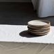 Set of 6 handmade stoneware plates in glazed beige and brown D20 H3