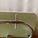 Large vintage wall-mounted coat rack in green Formica and chrome metal
