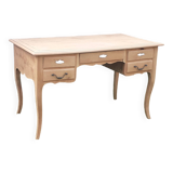 5-drawer desk with tapered legs in raw cherry wood