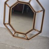 miroir en rotin octogonal