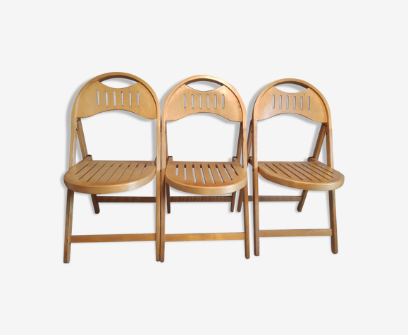 Chaises pliantes bois verni estampillées otk n°23