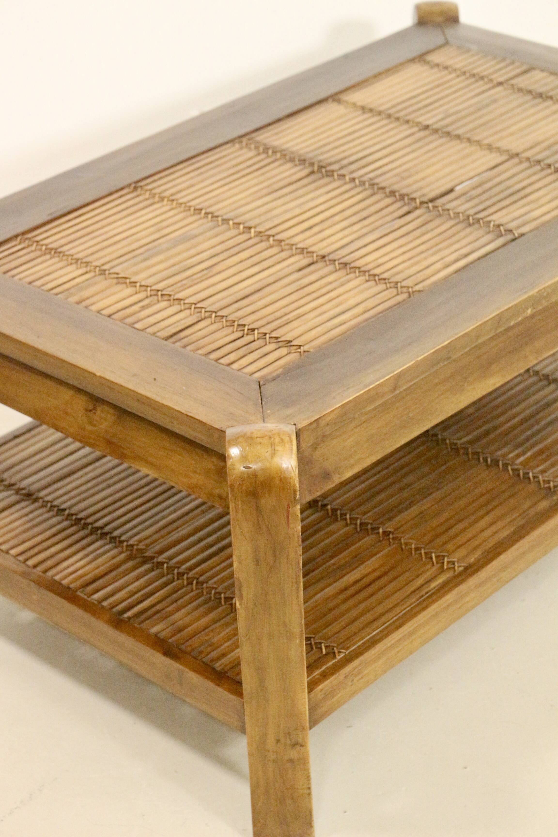 Vintage coffee table in wood and bamboo year 70