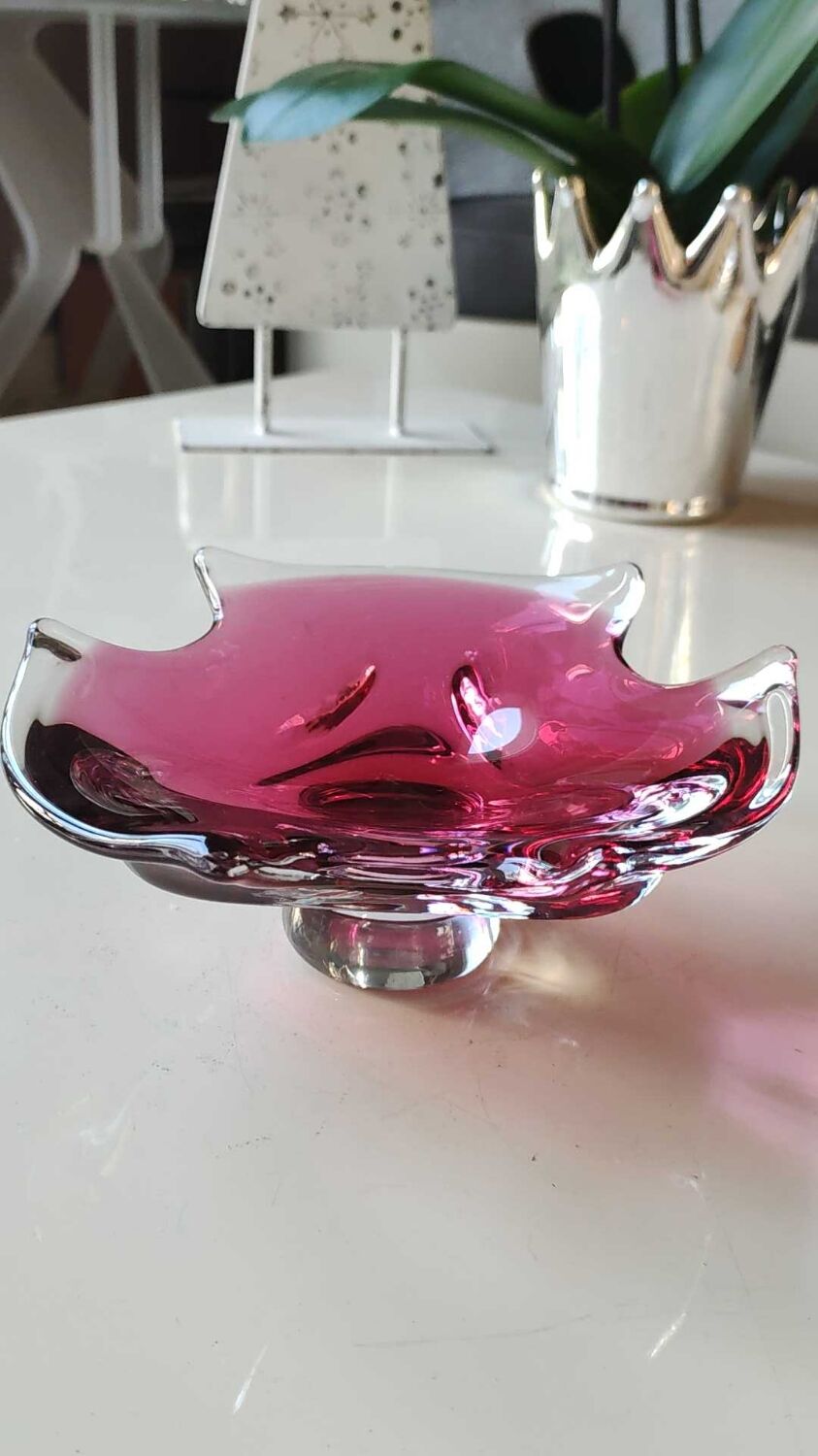 Empty pocket Murano design, blown Art glass, pink tones