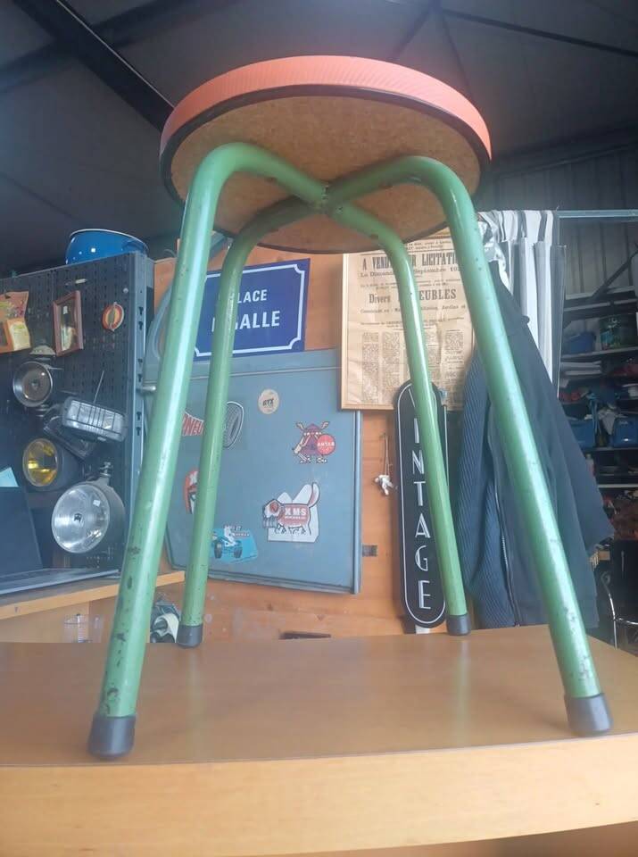 Tabouret industriel skai orange