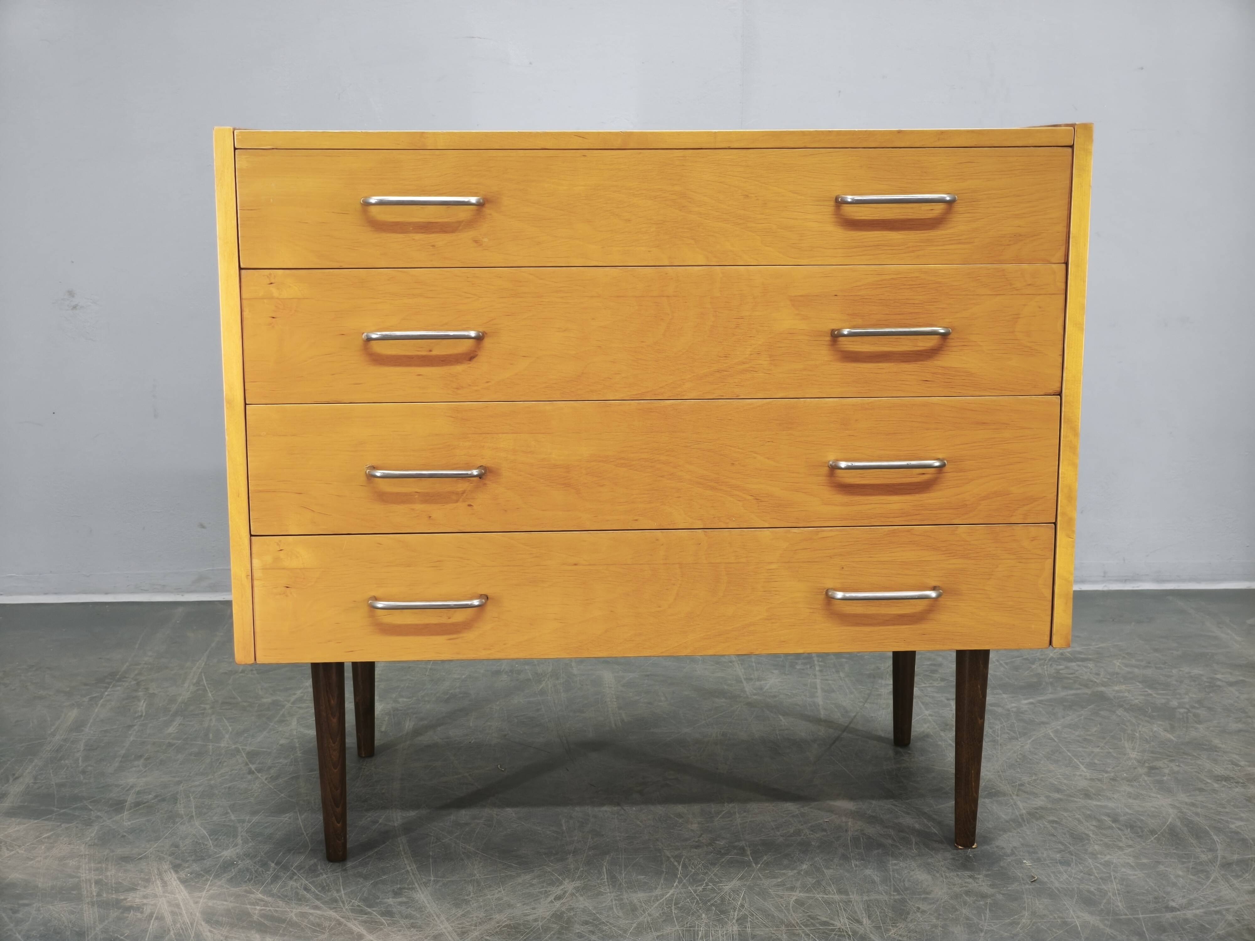 1970s UP Zavody Czech Mid Century Vanity Chest With Mirror