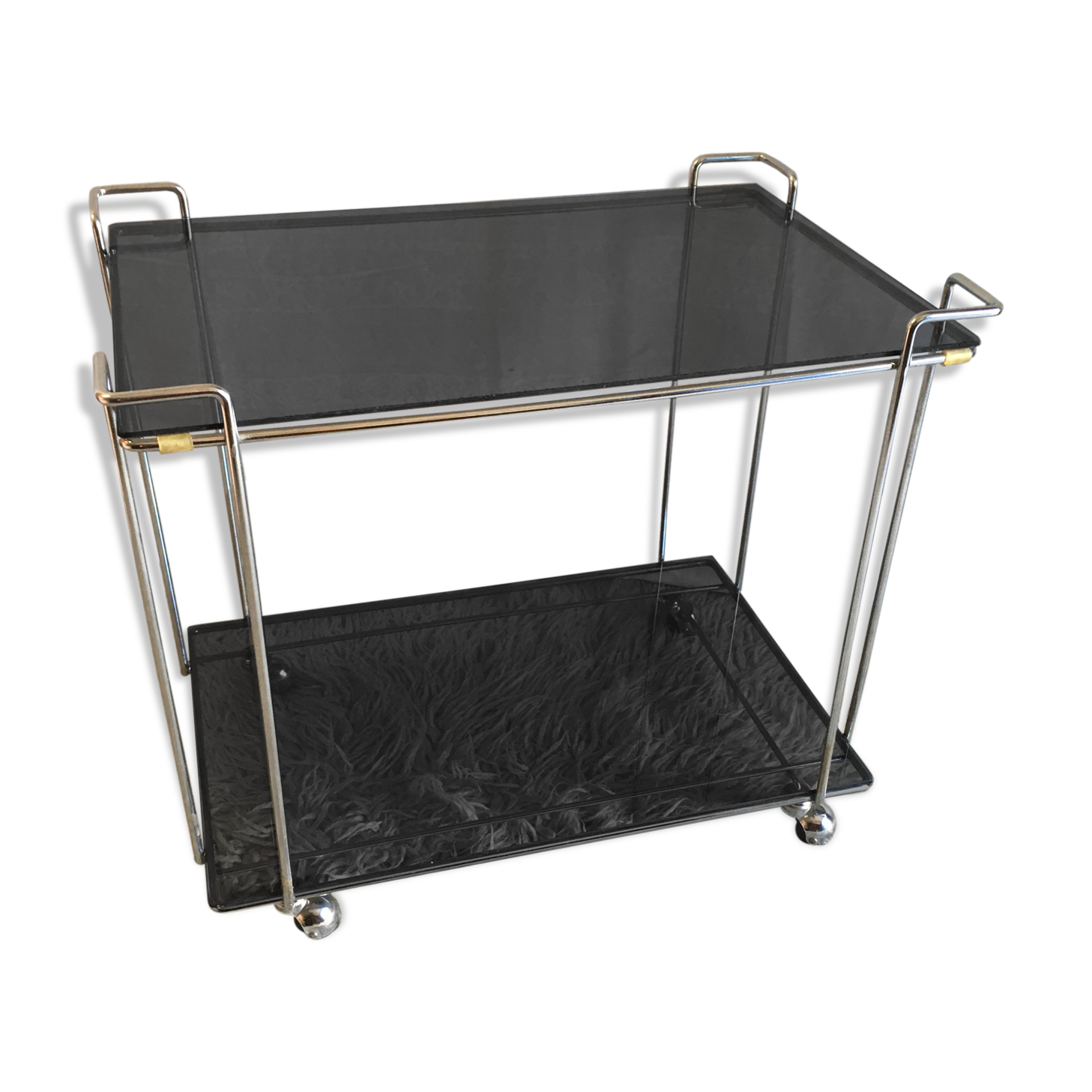 Serving table chrome metal and glass 70