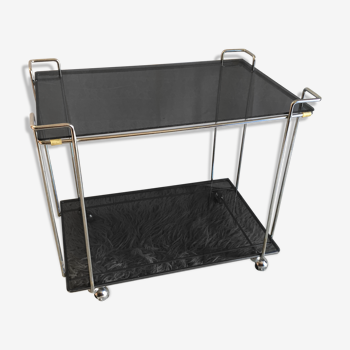 Serving table chrome metal and glass 70