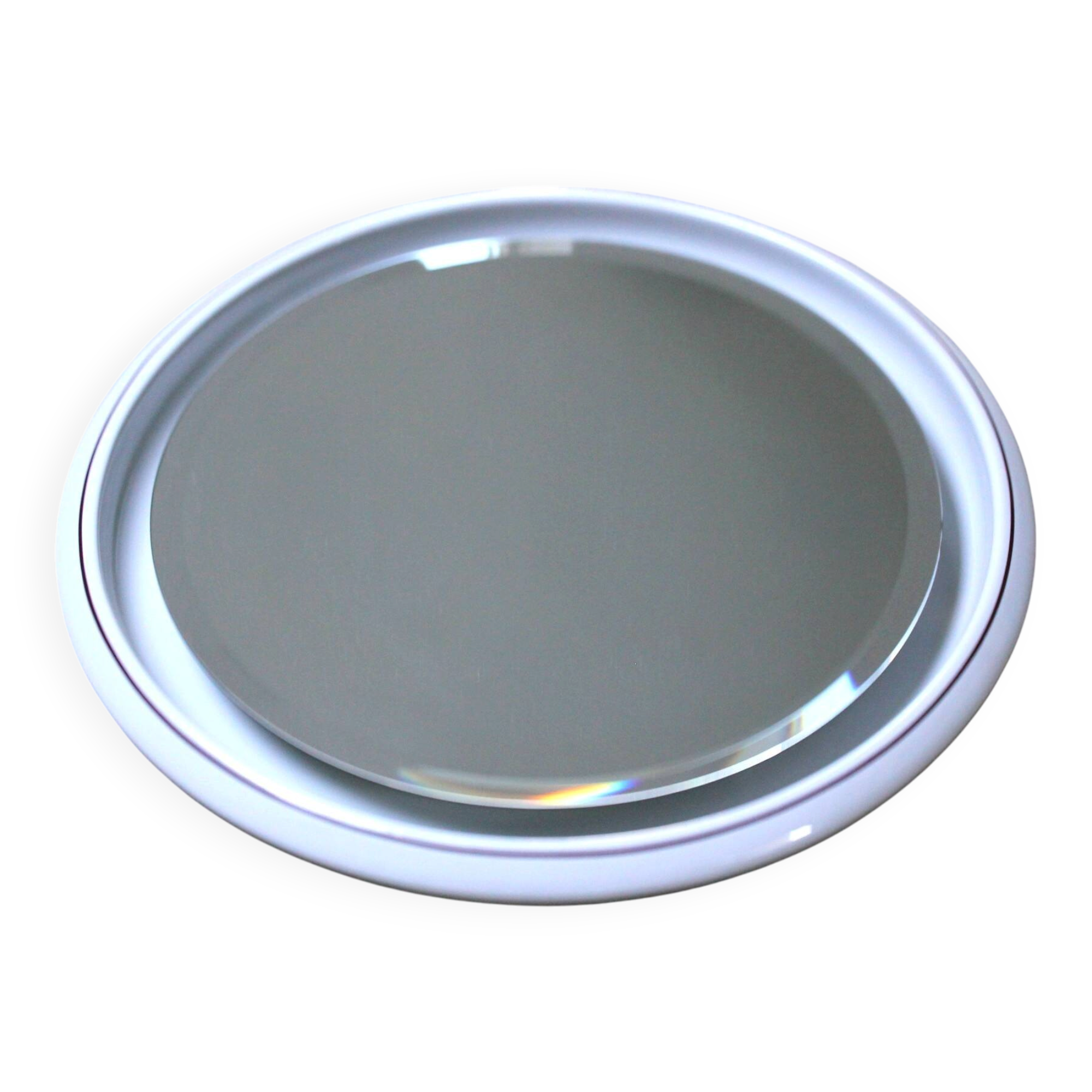 Large Round Vintage Ceramic Light Mirror Space Age 68cm - 1970s