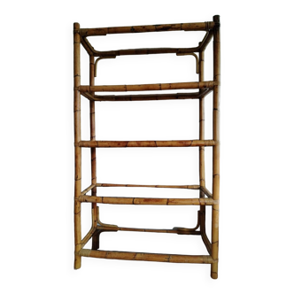 Large shelf in bamboo and smoked glass 1970s