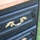 Louis XV style black commode with natural wood top – 3 drawers