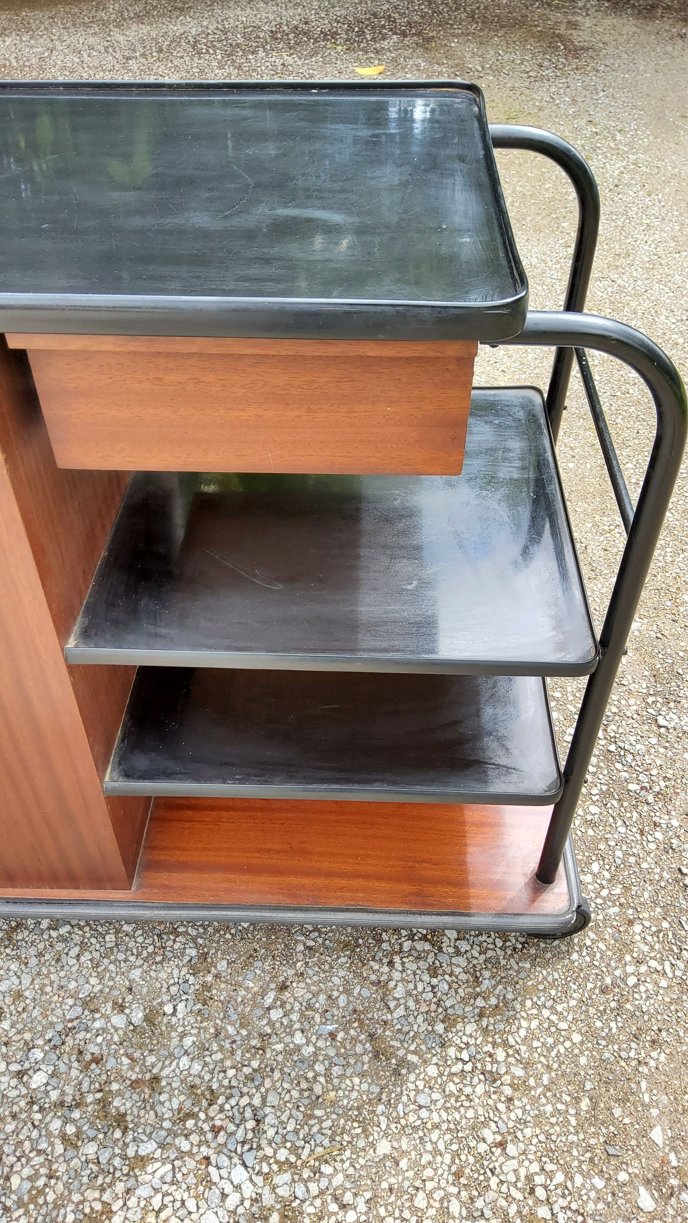 1960s roller service in mahogany and formica fournier paris