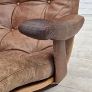 1960s, Scandinavian swivel armchair, brown furniture leather.