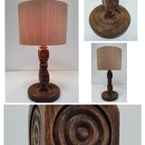 Solid wood lamp decorated with vintage hollow circles