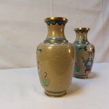 Pair of small cloisonné vases with Japanese polychrome decoration