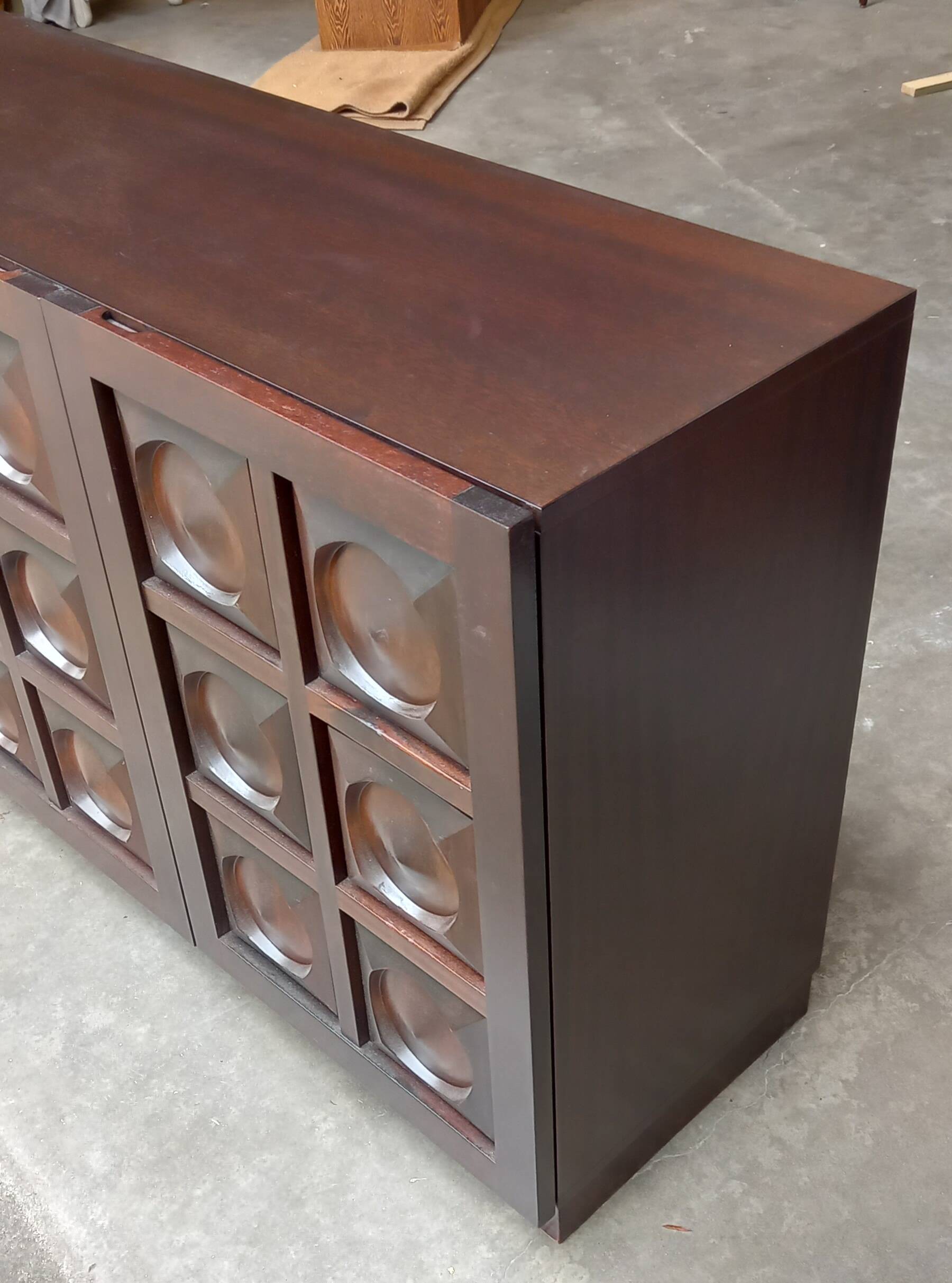 Vintage Brutalist Sideboard in Mahogany 1970s