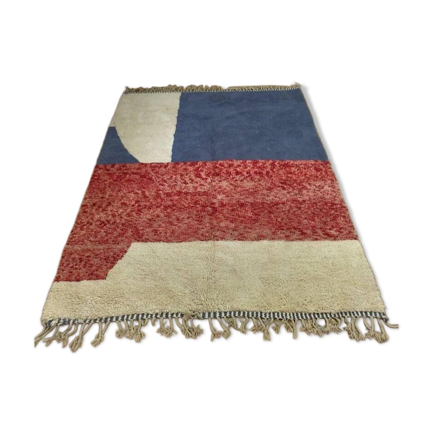 Tapis marocain écru à motifs colorés