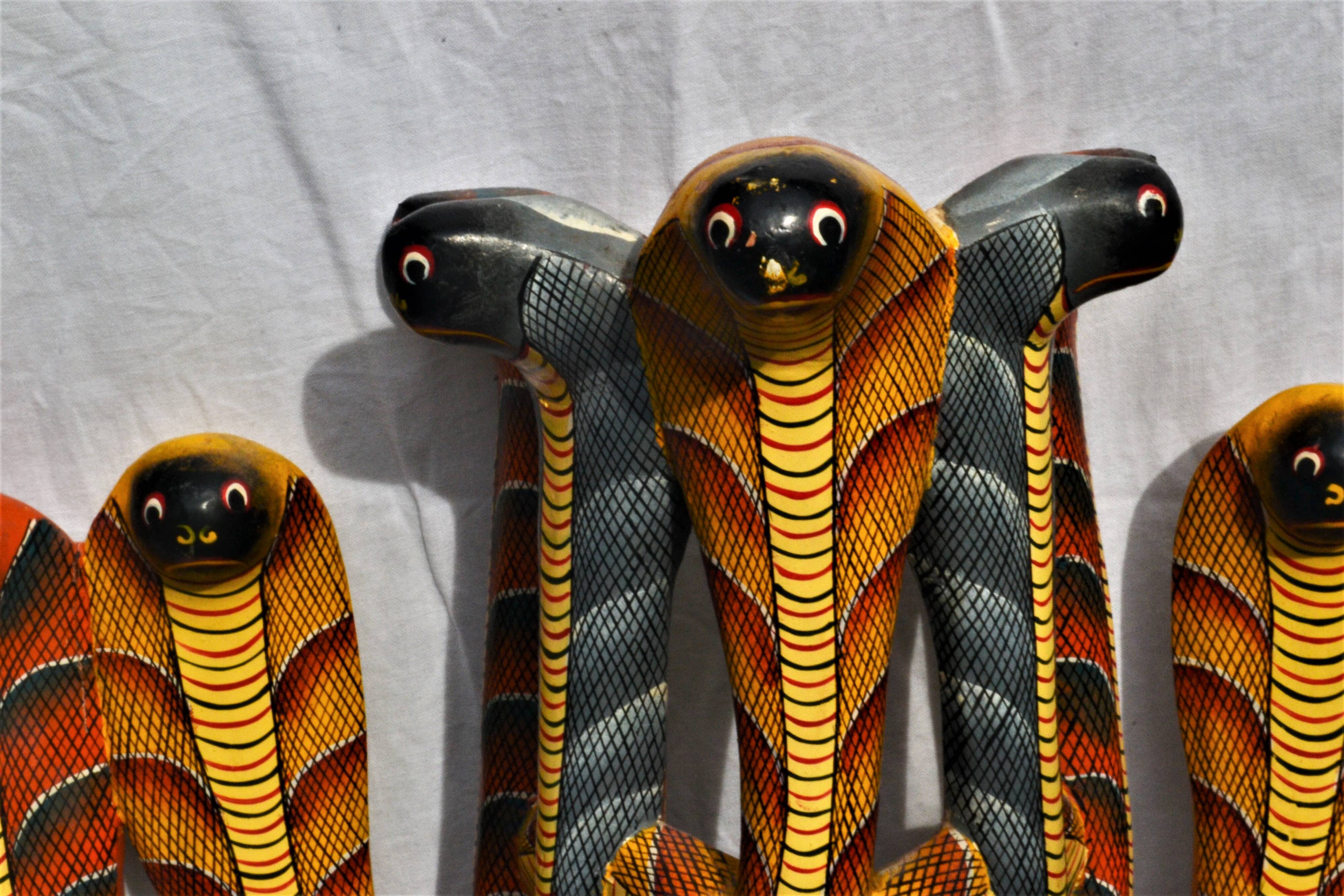 Old oriental mask - carved wood - sri lanka - hand painted