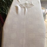 Drap lin blanc ancien brodé à la main et monogramme TD 226 x 320