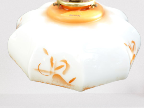 Suspension blown glass opaline glass of 1920s orange milk
