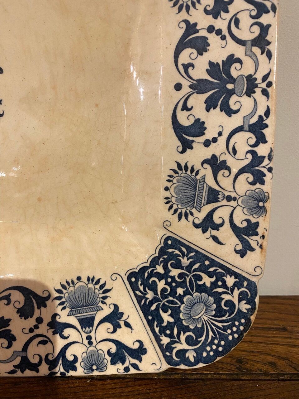 Rectangular dish, Manufacture de Gien, model Carré Bleu