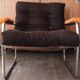 Fauteuil lounge style G.Lundgren pour Ikea, velours & tubes chromés 1970