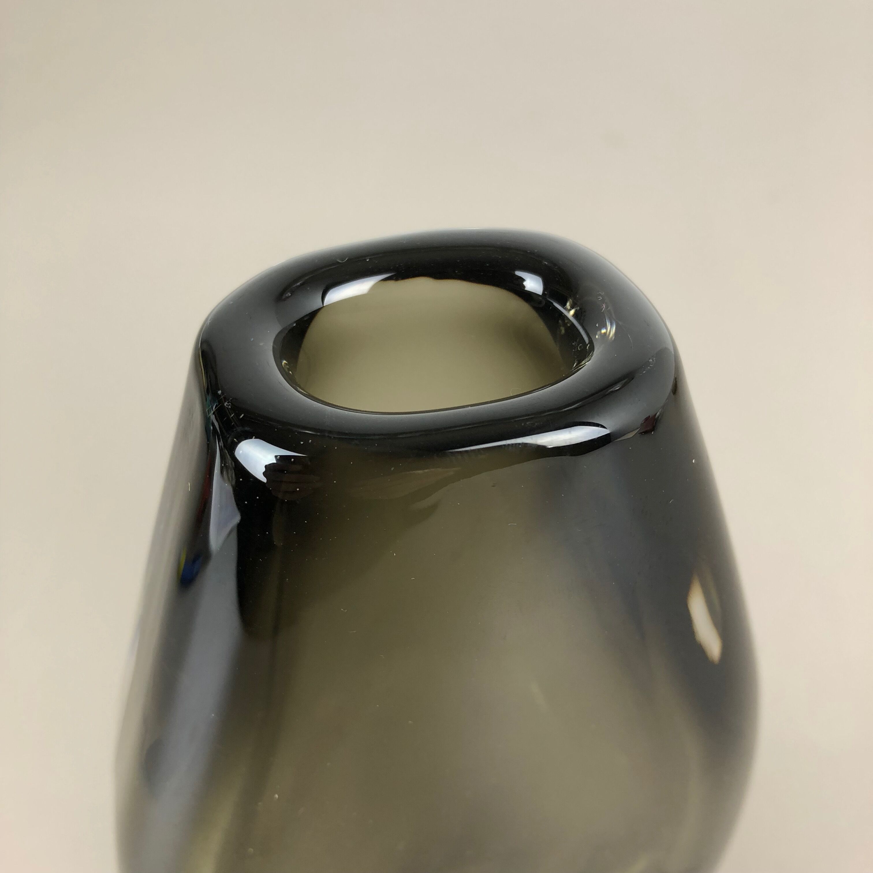 Nils Landberg 'Sommerso' smoked glass vase for Orrefors, Sweden, 1970s