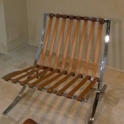 Steel and leather chair in the style of Knoll, 1980s.
